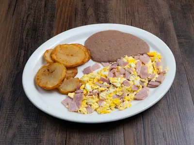 Foto: plato de jamón con huevo